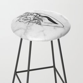 Woman with Flowers Marble Abstract Line Art Bar Stool