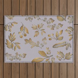 Thanksgiving Gold Leaves on Lavender Outdoor Rug