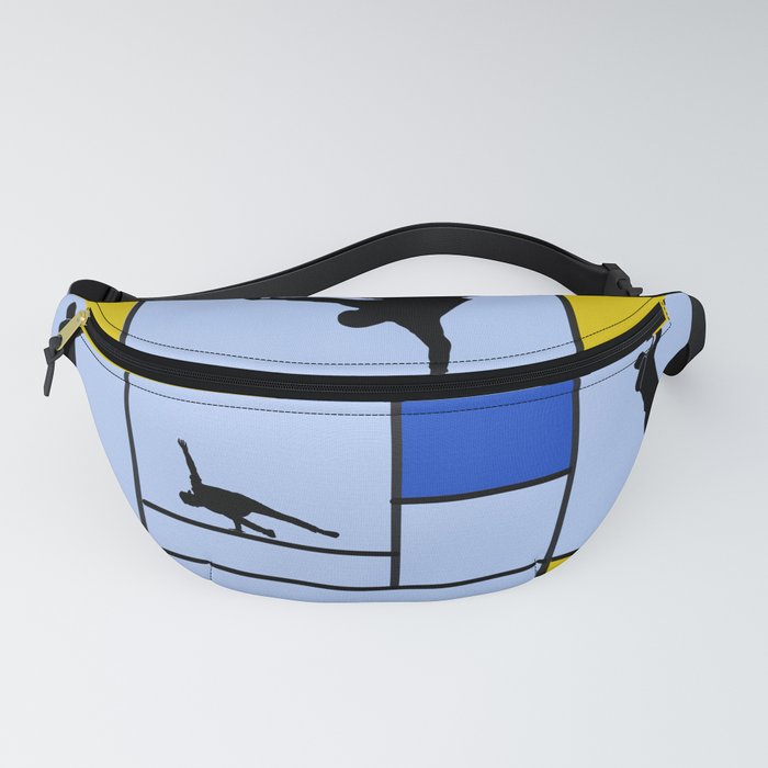 Street dancing like Piet Mondrian - orange, and blue on the light blue background Fanny Pack