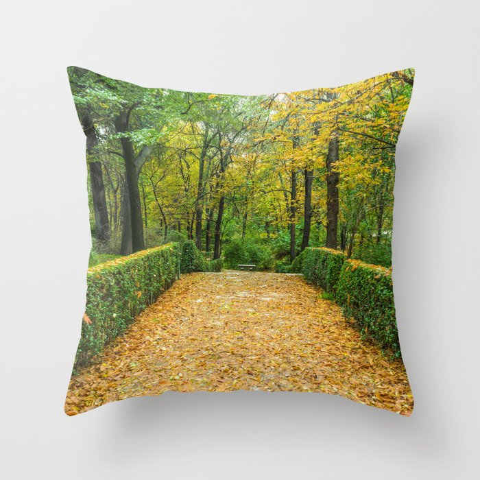 Spain Photography - Beautiful Park In The Forest Throw Pillow