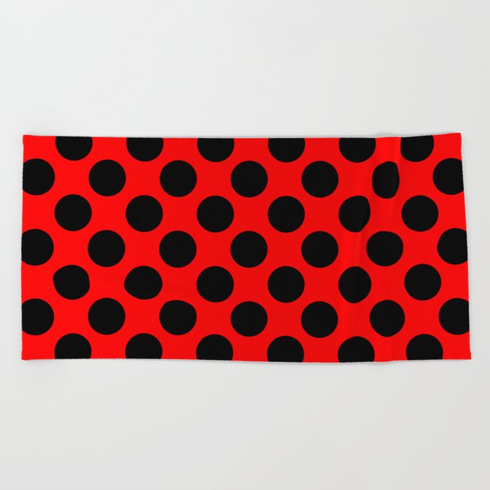 Purely Red - polka 3 Beach Towel