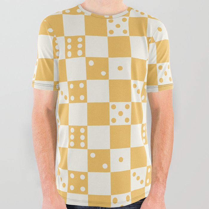 Checkered Dice Pattern (Creamy Milk & Banana Yellow Color Palette) All Over Graphic Tee