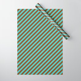 [ Thumbnail: Turquoise & Brown Colored Lines Pattern Wrapping Paper ]