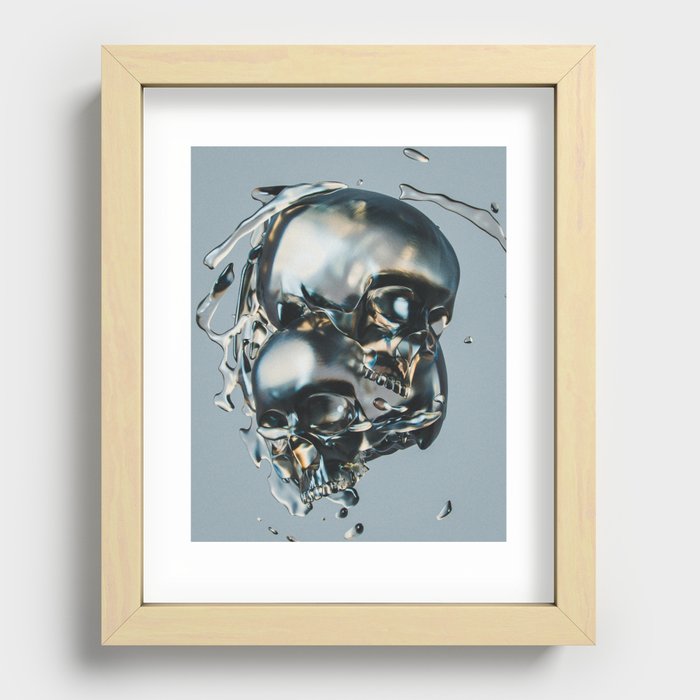 I guess you had to be there; headcase; metallic skulls crashing art portrait color photograph / photography Recessed Framed Print