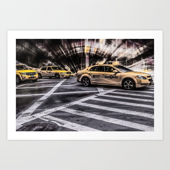 NYC - Yellow Cabs on the 5th Street Art Print
