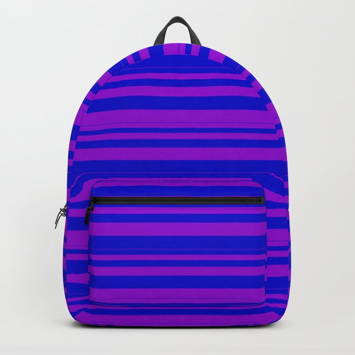 Dark Violet and Blue Colored Lines Pattern Backpack
