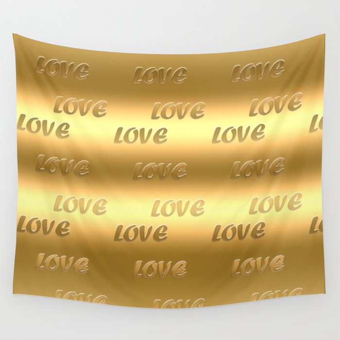 Gold Trendy Modern Love Collection Wall Tapestry