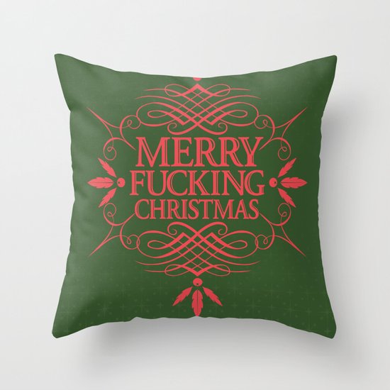 Merry Effin Christmas Throw Pillow