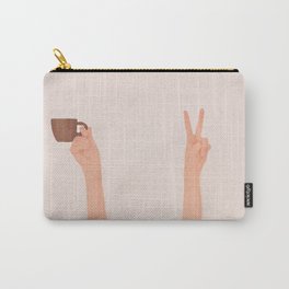 Good Peaceful Morning Carry-All Pouch | Morning, Peace, Peaceful, Two, Bed, Holding, Watercolor, Fingers, Picture, Pop Art 