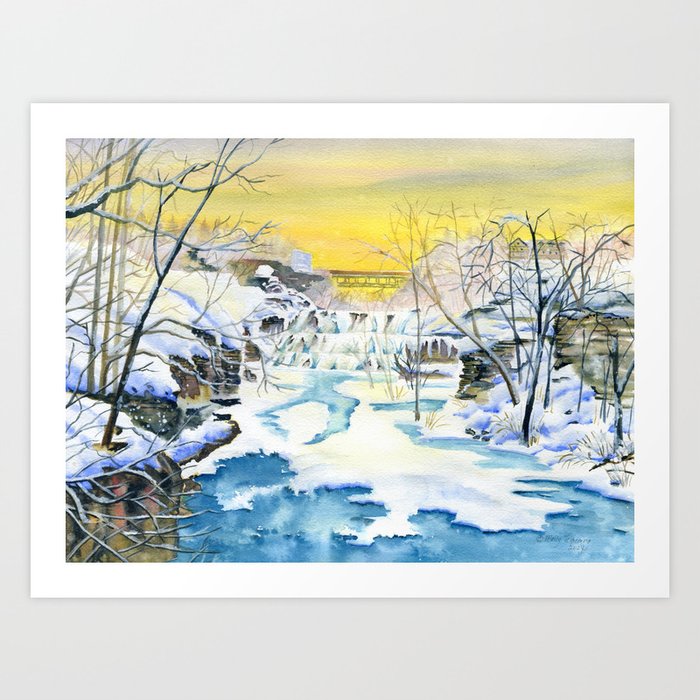 Ithaca Falls In Winter  Art Print