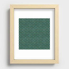 Green Gold Honeycomb Pattern Recessed Framed Print