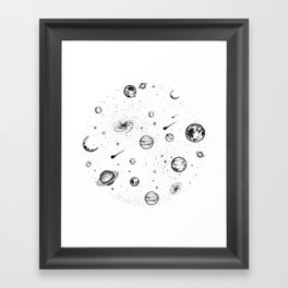 Black and White Space Pattern Framed Art Print