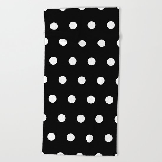 Dots on black Beach Towel