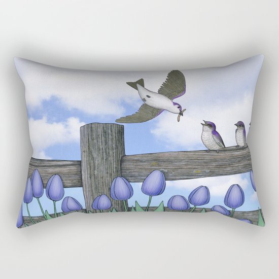 purple martin fledges Rectangular Pillow