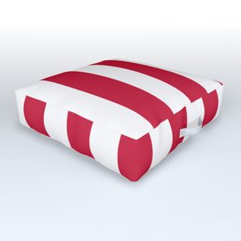 Rambutan red - solid color - white vertical lines pattern Outdoor Floor Cushion