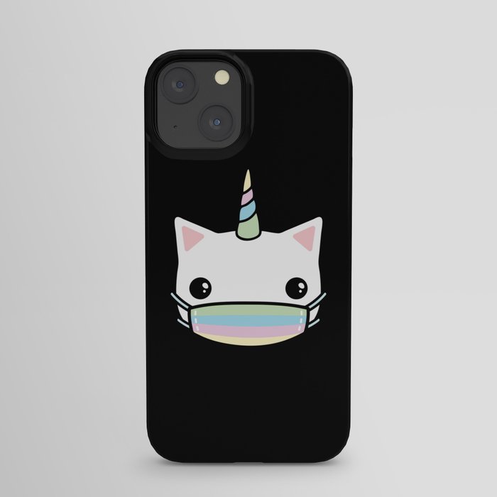 rainbow face mask cat iPhone Case