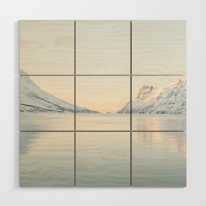 Ersfjord Sunset | Pastel Color Landscape in Norway Art Print | Nature Winter Travel Photography  Wood Wall Art