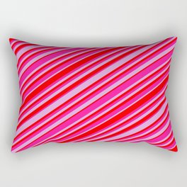 [ Thumbnail: Plum, Red & Deep Pink Colored Lined/Striped Pattern Rectangular Pillow ]