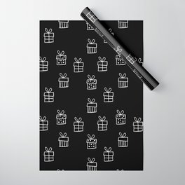 Black and White Christmas gift box pattern  Wrapping Paper
