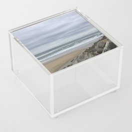 Cloudy Beach With Rocks Acrylic Box