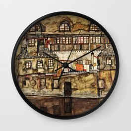 Egon Schiele - House Wall On The River Wall Clock