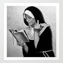 Smoking Nun Art Print