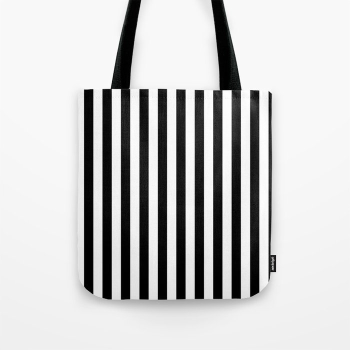 Stripes Black and White Vertical Tote Bag