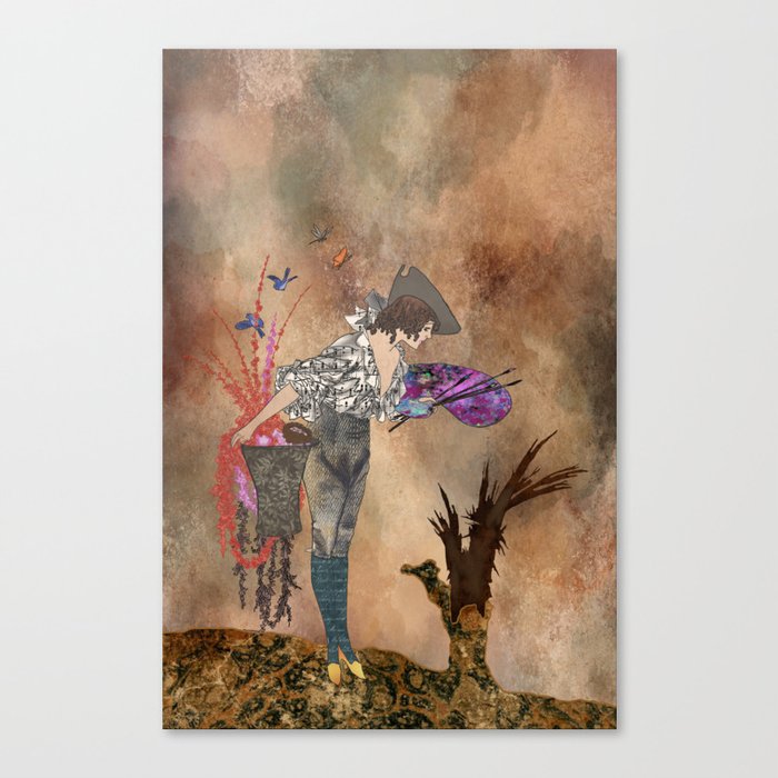 What Will We Have Left to Paint, Mixed Media Illustration, Girl With Dead Tree, Nature Lover, Earth Day Canvas Print