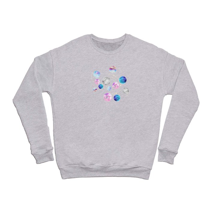 Outer Space: Planets, Galaxies, and Stars (watercolor and gold) Pattern Crewneck Sweatshirt