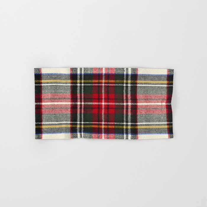 Scottish tartan pattern. Red and white wool plaid print as background. Symmetric square pattern. Hand & Bath Towel