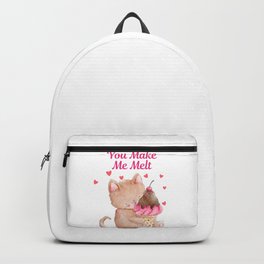 Sweet Cat Love With Ice Cream You Make Me Melt Design Backpack | Catvalentinecard, Valentinesforkids, Funnycat, Graphicdesign, Nationalcatday, Caticecream, Catdad, Valentinesday, Valentinepun, Romanticsayings 