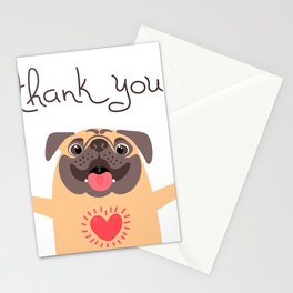 Cute Dog Says Thank You Pug Stationery Card