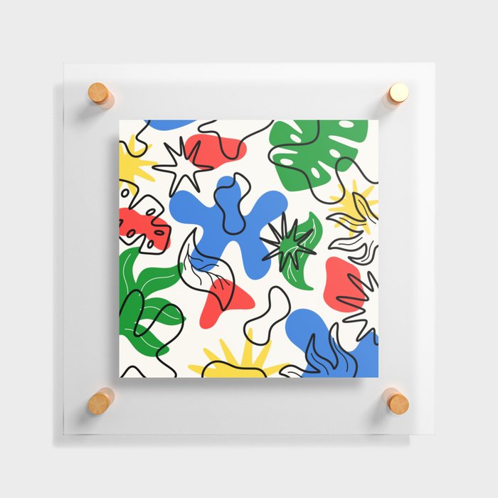 Sweet Nature Bright Shapes with line art Floating Acrylic Print