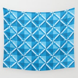 Blue square and round pattern Wall Tapestry