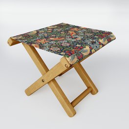 Strawberry Thief by William Morris 1883 Antique Vintage Pattern CC0 Spring Summer Folding Stool