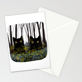 Black Cats and Fireflies Stationery Card
