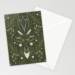 Retro Green Winter Forest Stationery Card