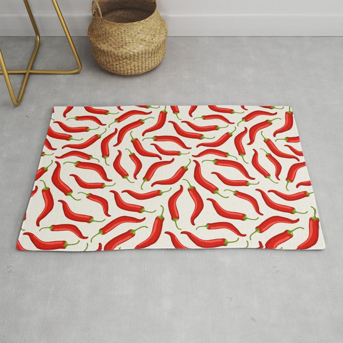 Hot red chili pepper pattern Rug