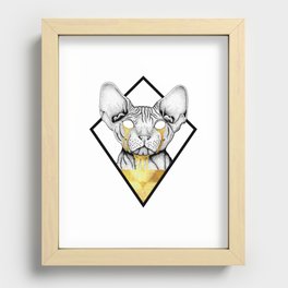 Golden Crying Sphinx Cat vector art Recessed Framed Print