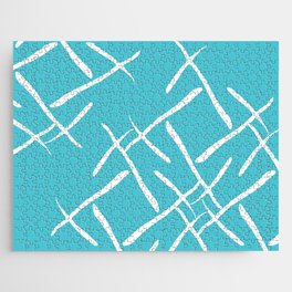 White cross marks on blue background Jigsaw Puzzle