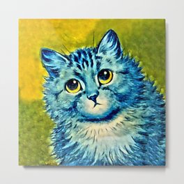 BLUE CAT - Louis Wain Art Metal Print