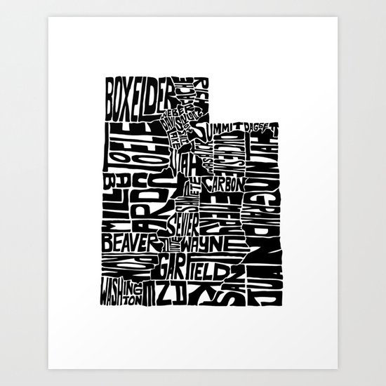 Typographic Utah Art Print