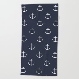 Yacht style. Anchor. Navy blue. Beach Towel