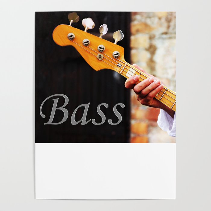 Bass Guitar neck , musical instrument  Poster