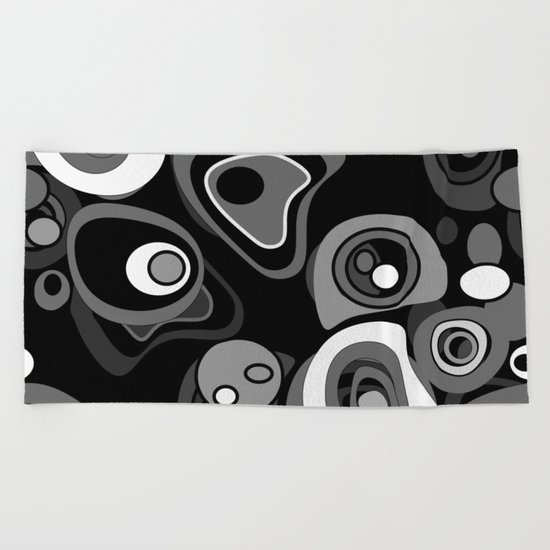 Abstract black and white polka dot pattern . Beach Towel