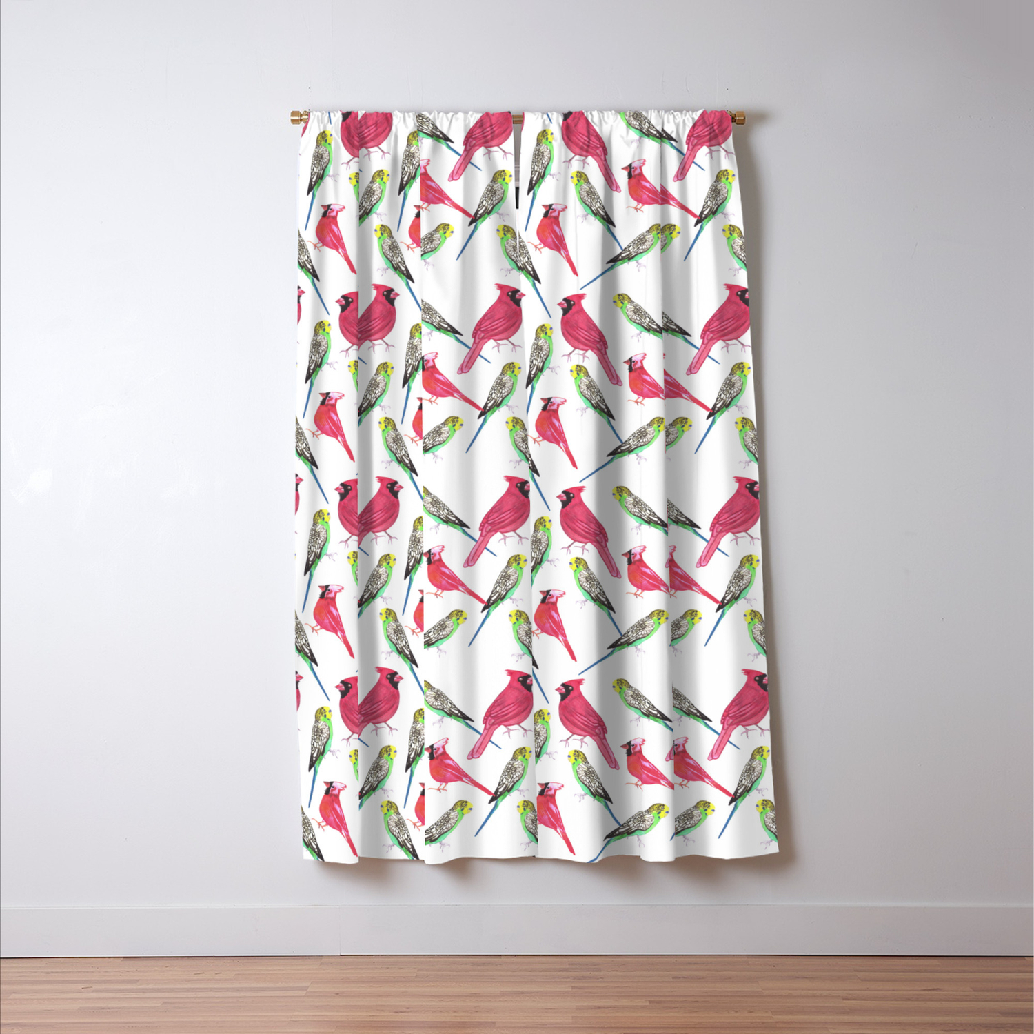 Birds In Complementary Color Scheme Budgies And Cardinals Blackout Curtain By Shawlinmohd