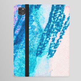Geometric Abstract Navy Blue Teal Pink Crayon Watercolor Brushstrokes iPad Folio Case