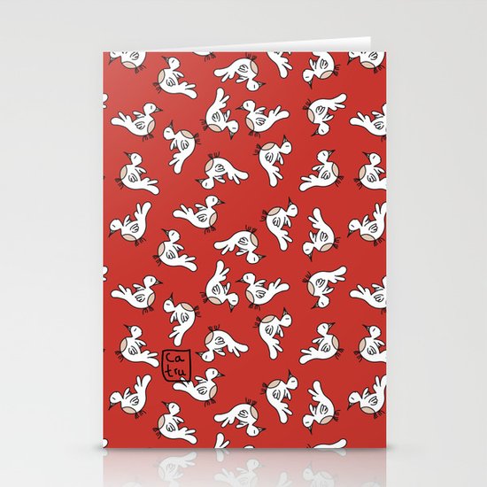 Birds {All birdie around - red} Stationery Cards