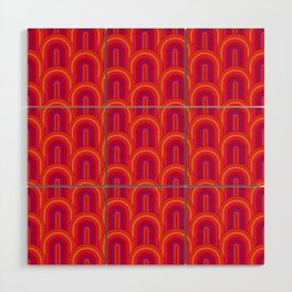 Retro Arches of Red Orange Magenta and Purple Wood Wall Art