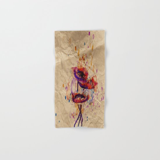 Poppies - abstract watercolor drawing Hand & Bath Towel